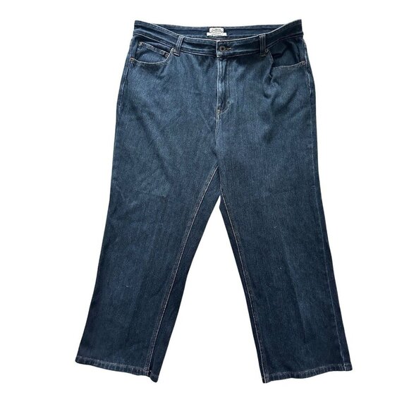 LL Bean Size 14 Reg Womens High Rise Classic Fit Straight Leg Blue Denim Jeans - Picture 1 of 12